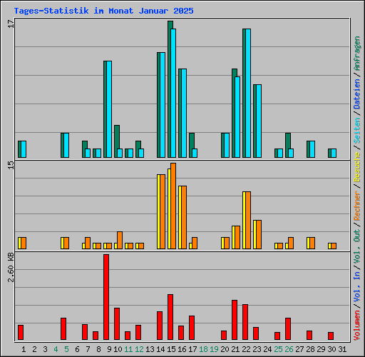 Tages-Statistik im Monat Januar 2025