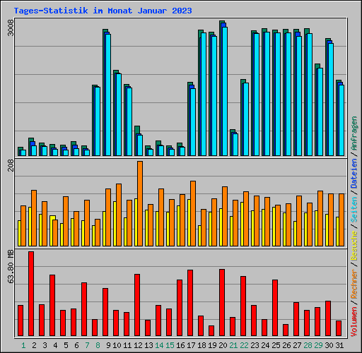 Tages-Statistik im Monat Januar 2023